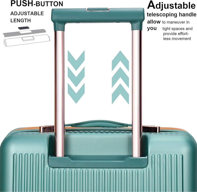 SENATOR Hard Case Carry On Luggage Trolley For Unisex ABS Lightweight 4 Double Wheeled Suitcase With Built In TSA Type Lock A5123 Light Green - Image 4